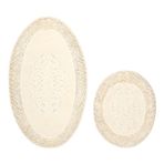 İva Home Collections Tiffany Oval 2'li Pamuklu Klozet Takımı Krem Banyo Paspas Seti