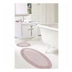 İva Home Collections Tiffany Oval 2'li Pamuklu Klozet Takımı Pudra Banyo Paspas Seti
