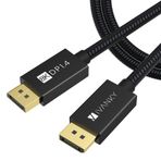 IVANKY DisplayPort Kablosu 1.4, 8K DP Kablo 15ft [8K@60Hz, 4K@144Hz, 1080P@240Hz], Destek HBR3, 32.4Gbps, HDCP 2.2, HDR, Oyun Monitörü, TV, PC, Dizüstü Bilgisayar ve Daha Fazlası için Uyumlu