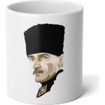 Ivart Atatürk Renkli Baskılı Kupa Premium Beyaz Porselen Kupa Bardak