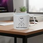 Ivart Bana Sormayın Baskılı Porselen Kupa-D Kulplu Kupa- -Nah-Hediye-Ofis - 1 Adet - 300 ml
