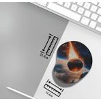 Ivart Dünyaya Çarpan Astroid ve Astronot Baskılı Bileklik Destekli Oval Mouse Pad - Çok Renkli