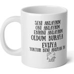 Ivart Seni Anlıyorum Oldum Buraya Evliya Baskılı Beyaz Porselen Kupa Bardak-Karadeniz-Trabzon-Şive
