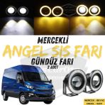 Iveco Daily Uyumlu Üniversal Mercekli Angel Sis Farı Metal Su Geçirmez 76 Mm Sarı Halkalı Gündüz Farı Angel Eyes 2 Adet