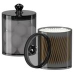 IVEETTY 2'li Paket Qtip Tutucu Banyo Teneke Kutu Kapaklı Eczacı Kavanozları, Ev Dekoru için Banyo Saklama Kapları, Banyo Dekoru, Pamuklu Çubuk Topu için Qtip Dispenser Makyaj Düzenleyici, Diş İpi