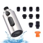 iVIGA Musluk Püskürtme Başlığı Değiştirme, Fırçalanmış Nikel 3 Fonksiyonlu Pull Out Püskürtme Nozulu, Mutfak Lavabo Bataryası için 9 Adaptörlü, Moen Kohler Delta G1/2 Erkek Konnektör için Amerikan