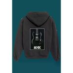 IvırZıvır SB-320 Unisex Siyah Ac-Dc Sırt Baskılı Sweatshirt