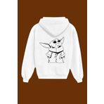 IvırZıvır Unisex Beyaz Baby Yoda Sırt Baskılı Sweatshirt SB-354