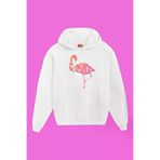 IvırZıvır Unisex Beyaz Flamingo Baskılı Sweatshirt SB-351