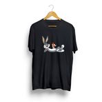IvırZıvır Unisex Siyah Bugs Bunny Baskılı Oversize T-shirt 31219-12