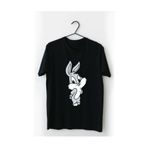 IvırZıvır Unisex Siyah Bugs Bunny Baskılı T-shirt CD-07