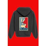 IvırZıvır Unisex Siyah Bugs Bunny Sırt Baskılı Sweatshirt SB-325