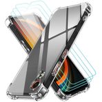 iVoler 4'ü 1 Arada Kılıf Samsung Galaxy Xcover 7 / Samsung Galaxy Xcover7 için 3 Parça Film Temperli Cam, Şeffaf Darbeye Dayanıklı Kılıf, İnce Yumuşak Silikon TPU Koruyucu Kılıf