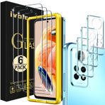 ivoler Xiaomi Redmi Note 12 Pro 4G için 3+3 adet zırh koruyucu cam (Redmi Note 12 Pro 5G için değil), 3 adet koruyucu folyo, 3 adet kamera koruması ve konumlandırma yardımı, 9H sertlik, HD netlik, çizilmez