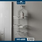 Ivory 63X28 cm Alüminyum Banyo Rafı 3 Katlı – Paslanmaz Duş Rafı - Gri