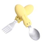 IWOWHERO 1 Set Bebek Gereçleri Paslanmaz Çelik Kaşık Çatal Beslenme Çatal Takımı Bebek Duşu Kısa Saplı Hayvan Tasarımı