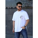İxir Baskılı Erkek Oversize Tişört Beyaz İskambil