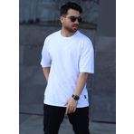 İxir Oversize Erkek Tişört X Desenli Beyaz