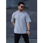 İxir Oversize Erkek Tişört X Desenli Gri