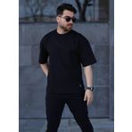 İxir Oversize Erkek Tişört X Desenli Siyah