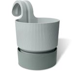 Ixora Tek Askılı Balkon Saksısı Tabaklı Mat Plastik Saksı (1 Adet, Gri)