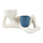 Iyalezirk Flower Pots withDrainage Holes Funny Desktop Resin Flower Pot forCouples, Spouses, Families, Friends Blue