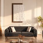 İYENA HOME LİVİNG Candy Sırt Mekanizmalı Üçlü Koltuk Kanepe Antrasit
