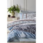 İyi Geceler İstanbul Cotton Life Çift Kişilik Nevresim Takımı - Antik Lacivert - 200 x 220 cm - Beyaz - Lacivert