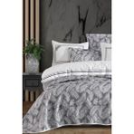 İyi Geceler İstanbul Palm Çift Kişilik Nakışlı Yatak Örtüsü Seti - Gri - 200 x 220 cm