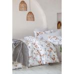 İyi Geceler İstanbul Poplin Çift Kişilik Nevresim Takımı - Lily Kahve - 200 x 220 cm - Kahverengi