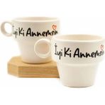 Iyi Ki Annemsin! 2'li Espresso Bardak Seti - Anneler Günü Hediyesi Fincan - Krem
