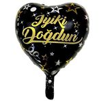 İyi Ki Doğdun Siyah Kalp Folyo Balon 1 Adet