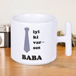 Iyi Ki Varsın Baba Yazılı Babalar Gününe Özel Hediyelik T Kupa - Beyaz - 300 ml