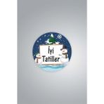 Iyi Tatiller Baskılı Etiket / Kış Temalı Okul Etiketi (4,5 cm 35 Adet) - --