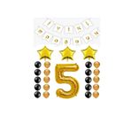 İyiki Doğdun Yazılı 5 Yaş Gold Renk Doğum Günü Parti Seti (Renkli)