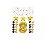 İyiki Doğdun Yazılı 8 Yaş Gold Renk Doğum Günü Parti Seti