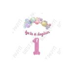 Iyiki Doğdun Yazılı Kaligrafi Banner Makaron Balon Seti 1 Yaş Pembe Set Doğum Günü