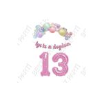 İyiki Doğdun Yazılı Kaligrafi Banner Makaron Balon Seti 13 Yaş Pembe Set Doğum Günü
