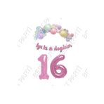Iyiki Doğdun Yazılı Kaligrafi Banner Makaron Balon Seti 16 Yaş Pembe Set Doğum Günü