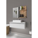iyimi? İyimi Atlantik Çam Arya Modern Banyo Lavabo Aynası Raflı 60x45 cm – Diş Fırçalık ve Kozmetik Raflı