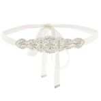IYOU Rhinestone Aplike Gelin Kemeri Gümüş İnci Elbise Kemerleri Parti Balo Abiye için Fildişi Şeritli Bling Kristal Prom Gelin Düğün Kanat Kemeri
