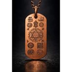 İyyaKe Erkek Bakır Kolye Koruma Zırh Duası Yazılı Dog Tag Model Saf Bakır Kolye Zincir - Standart