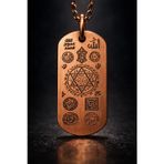 İyyakee Erkek Bakır Kolye Koruma Zırh Duası Yazılı Dog Tag Model Saf Bakır Kolye Zincir