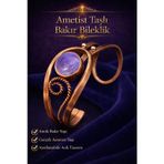 İyyakee Kadın Bakır Bileklik Doğal Ametist Taşlı Otantik Model Bilezik Her Bileğe Uygun