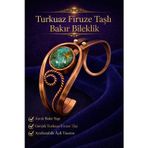 İyyakee Kadın Bakır Bileklik Doğal Turkuaz Firuze Taşlı Otantik Model Bilezik Her Bileğe Uygun