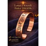 İyyakee Kadın Bakır Bileklik Lotus Çiçeği Desenli El İşçiliği Saf Bakır Bilezik