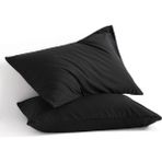 İz Home Basic Siyah Ranforce Yastık Kılıfı Seti | 2 Adet | (50X70 Cm) | Pamuklu | En Siyah - 50X79