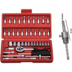 Izci Hırdavat - 46 Parça Lokma Takımı Mini 1/4 Lokma 1 Set + Elmaslı Beton Delme Panç Adaptörü 11 cm Sds Plus 1 Adet