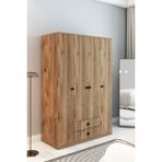 İzco Design 4 Kapaklı 2 Çekmeceli Gardırop | 180 cm Çok Amaçlı Elbise Dolabı - Atlantik Çam