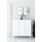 İzco Design Beyaz 3 Kapaklı Raflı Ayakkabılık – Çok Amaçlı Dolap | Vestiyer | Portmanto
